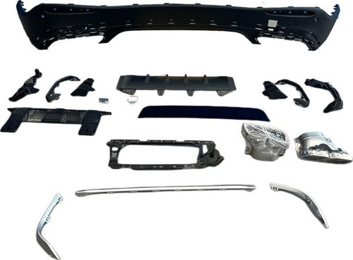Mercedes w254 suv glc63 arka tampon difüzörü ve egzoz ucu seti silver