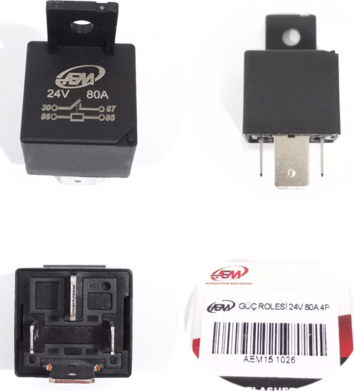 GÜÇ ROLESİ 24V 80A 4 PİN KALIN BACAK