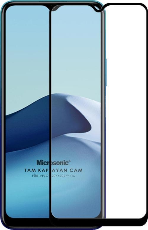 Vivo Y11s Tam Kaplayan Temperli Cam Ekran Koruyucu Siyah