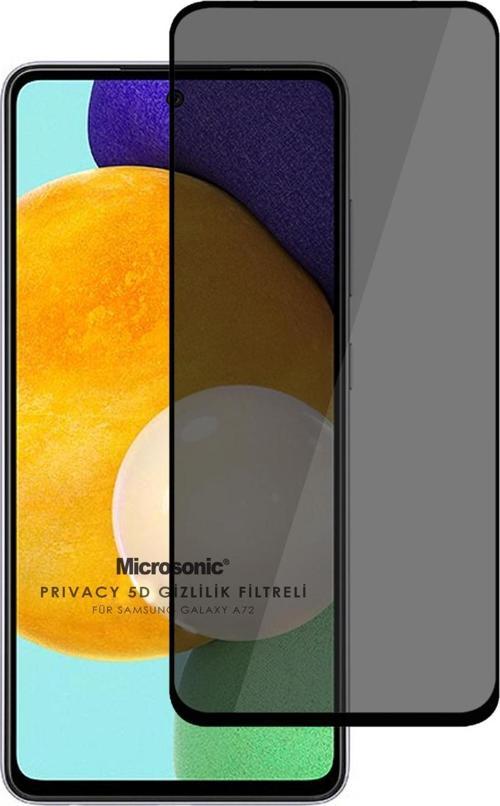 Samsung Galaxy A72 Privacy 5D Gizlilik Filtreli Cam Ekran Koruyucu Siyah