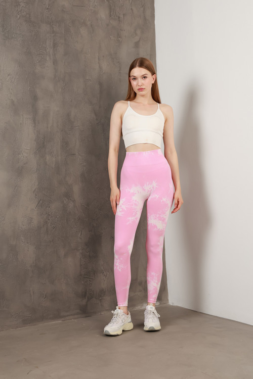 Dikişsiz Push-up Toparlayıcı Batik Desen Spor Tayt MISSTA1816