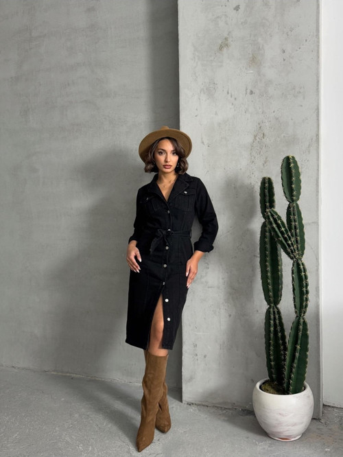 Kuşaklı Denim Elbise MISSEL1054