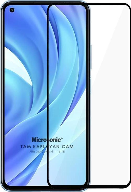 Xiaomi Mi 11 Lite Tam Kaplayan Temperli Cam Ekran Koruyucu Siyah