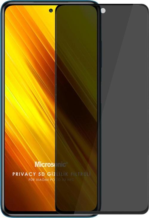 Xiaomi Poco X3 Pro Privacy 5D Gizlilik Filtreli Cam Ekran Koruyucu Siyah