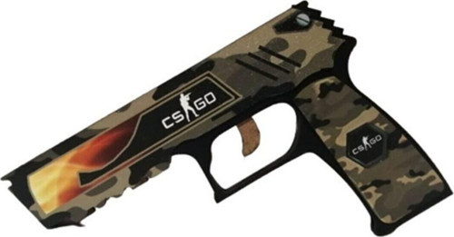 Ahşap Cs-Go Kamuflaj P250 Lastik Atar Oyuncak Tabanca