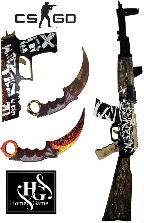 Ahşap Cs-Go Wasteland Rebel ( Çöl İsyancısı ) Ak-47 Skin Kaplamalı Oyuncak Set. Gamer Hediye