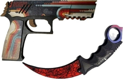 Ahşap Cs-Go P250 Tabanca Karambite Oyuncak Set 7009