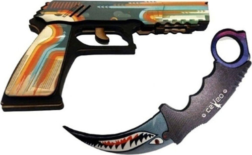 Ahşap Cs-Go P250 Tabanca Karambite Oyuncak Set 7008