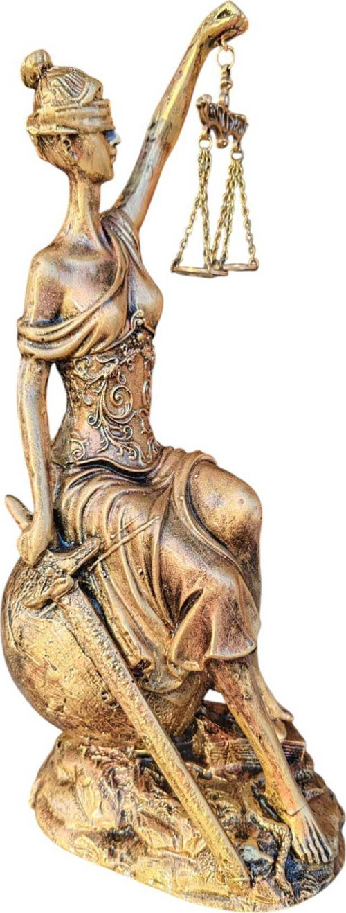 Avukat Adalet Kadın Heykeli Themis Terazi Dekoratif Hakim Dünya Üzerine Oturan Kadın Savcı Büyük Boy