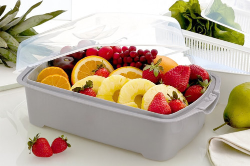 Kapaklı Süzgeçli Çok Amaçlı Meyve-Sebze Kabı