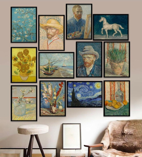 Büro Ev Ofis Dekoru için 15x20CM 12PARÇA Mdf Çerçeve Motifli Tablo Seti No12