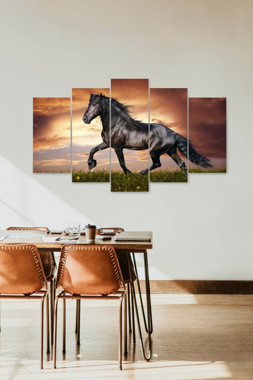 Büro Ev Ofis Dekoru için 60x100CM 5PARÇA Mdf At Motifli Tablo