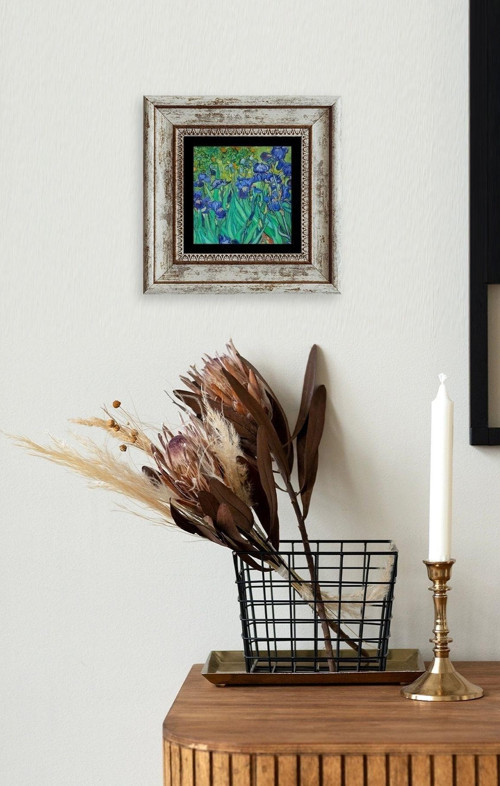 Büro Ev Ofis Dekoru için 20x20CM Tekli Çerçeveli VGogh Taş Duvar Süsü No279