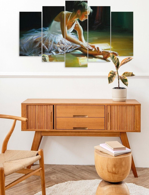 Büro Ev Ofis Dekoru için 60x100CM 5PARÇA Mdf Kadın Kuğu Tema Tablo