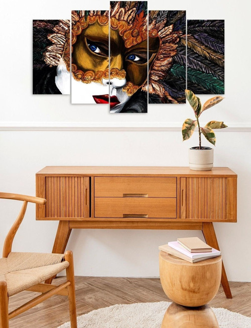 Büro Ev Ofis Dekoru için 60x100CM 5PARÇA Mdf Kadın Maske Tema Tablo