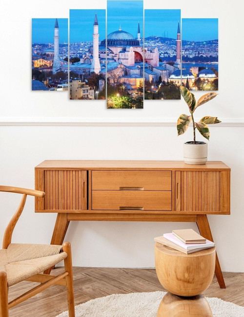 Büro Ev Ofis Dekoru için 60x100CM 5PARÇA Mdf Camii Tema Tablo No5