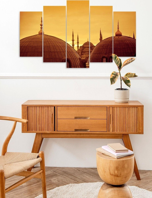 Büro Ev Ofis Dekoru için 60x100CM 5PARÇA Mdf Camii Tema Tablo No6
