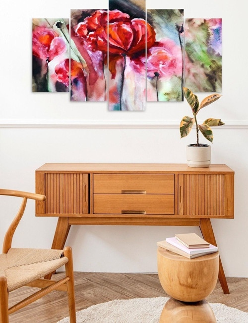 Büro Ev Ofis Dekoru için 60x100CM 5PARÇA Mdf Güller Tema Tablo