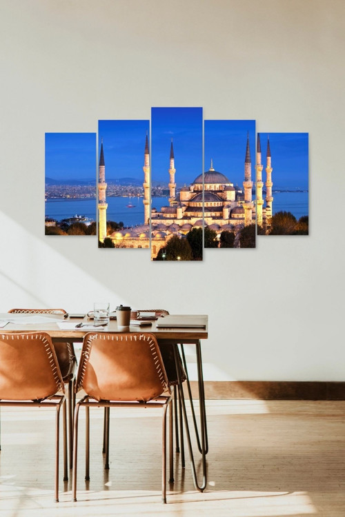Büro Ev Ofis Dekoru için 60x100CM 5PARÇA Mdf Camii Tema Tablo No7