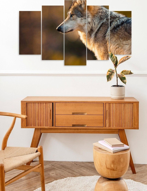Büro Ev Ofis Dekoru için 60x100CM 5PARÇA Mdf Kurt Tema Tablo