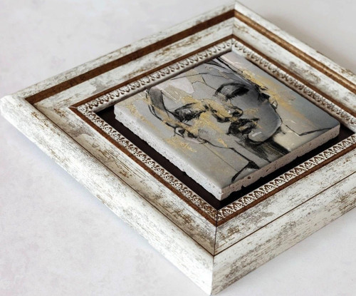Büro Ev Ofis Dekoru için 20x20CM Tekli Çerçeveli Tasarım Taş Duvar Süsü No20