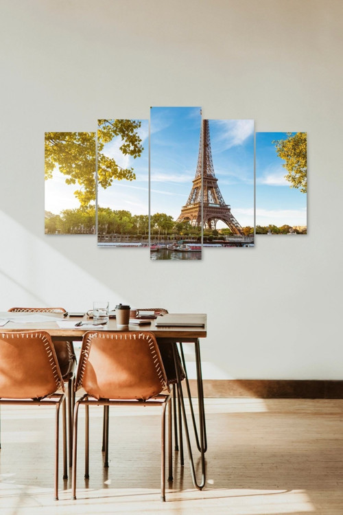 Büro Ev Ofis Dekoru için 60x100CM 5PARÇA Mdf Eyfel Kulesi Tema Tablo