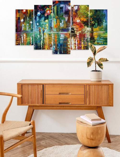 Büro Ev Ofis Dekoru için 60x100CM 5PARÇA Mdf Yağmur Tema Tablo No1
