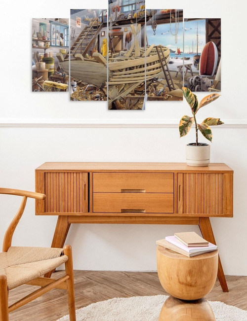 Büro Ev Ofis Dekoru için 60x100CM 5PARÇA Mdf Tersane Tema Tablo