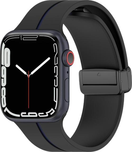 Apple Watch Series 7 45mm Kordon Ribbon Line Siyah Lacivert