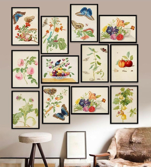 Büro Ev Ofis Dekoru için 15x20CM 12PARÇA Mdf Çerçeve Motifli Tablo Seti No21