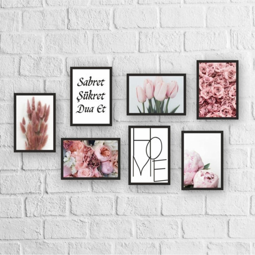 Büro Ev Ofis Dekoru için 148x206CM 7PARÇA Mdf Çerçeve Motifli Tablo Seti