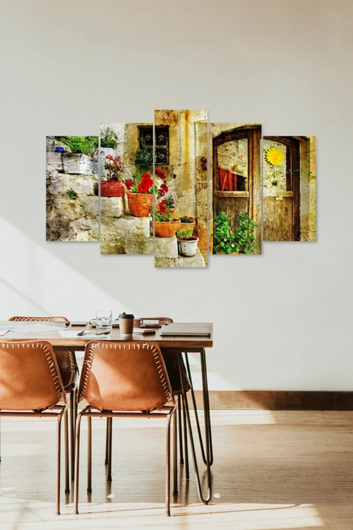 Büro Ev Ofis Dekoru için 60x100CM 5PARÇA Mdf Retro Çiçekli Ev Tema Tablo