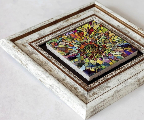 Büro Ev Ofis Dekoru için 20x20CM Tekli Çerçeveli Tasarım Taş Duvar Süsü No30