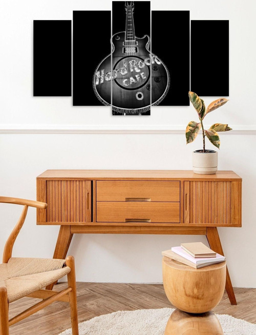 Büro Ev Ofis Dekoru için 60x100CM 5PARÇA Mdf Hard Rock Cafe Guitar Tablo