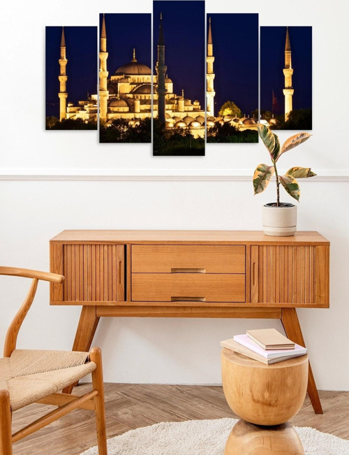 Büro Ev Ofis Dekoru için 60x100CM 5PARÇA Mdf Camii Tema Tablo No8