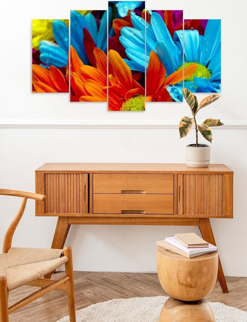 Büro Ev Ofis Dekoru için 60x100CM 5PARÇA Mdf Çiçek Tema Tablo No22