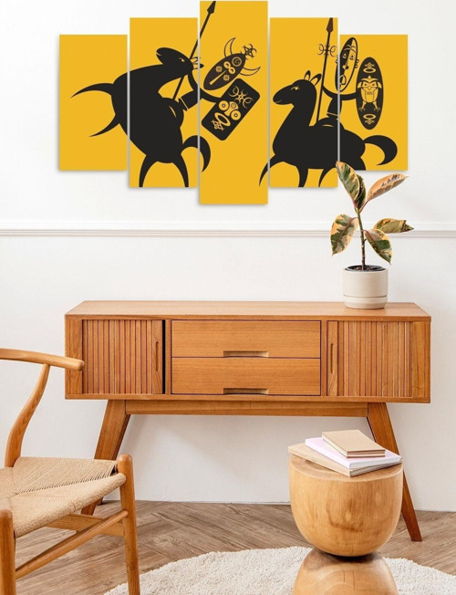 Büro Ev Ofis Dekoru için 60x100CM 5PARÇA Mdf Düello Tema Tablo
