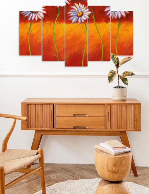Büro Ev Ofis Dekoru için 60x100CM 5PARÇA Mdf Papatya Çiçek Tema Tablo