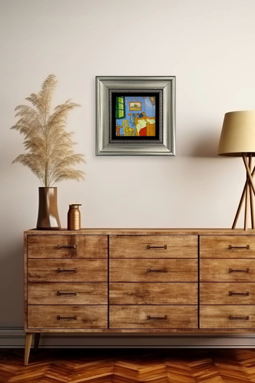 Büro Ev Ofis Dekoru için 20x20CM Tekli Çerçeveli VGogh Taş Duvar Süsü No292