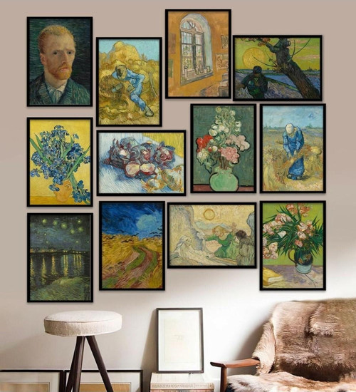 Büro Ev Ofis Dekoru için 15x20CM 12PARÇA Mdf Çerçeve Motifli Tablo Seti No4
