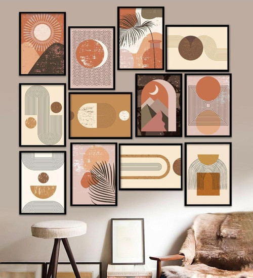 Büro Ev Ofis Dekoru için 15x20CM 12PARÇA Mdf Çerçeve Motifli Tablo Seti No25