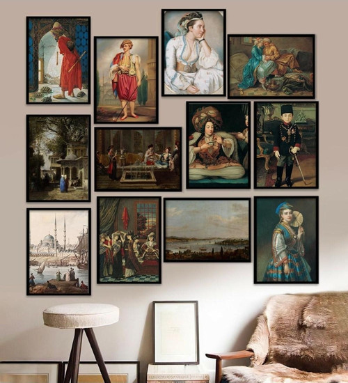Büro Ev Ofis Dekoru için 15x20CM 12PARÇA Mdf Çerçeve Motifli Tablo Seti No9