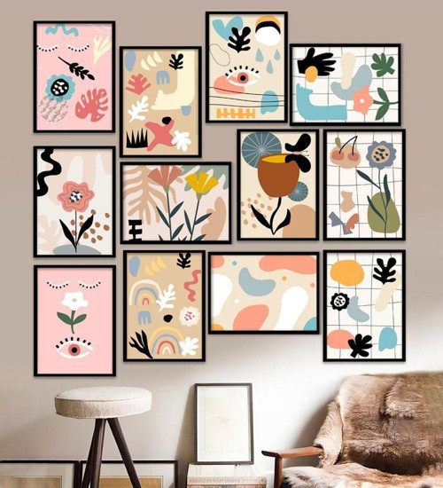 Büro Ev Ofis Dekoru için 15x20CM 12PARÇA Mdf Çerçeve Motifli Tablo Seti No19
