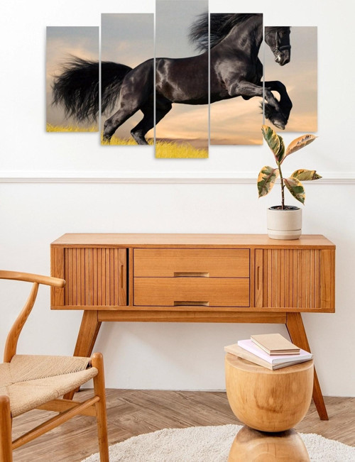 Büro Ev Ofis Dekoru için 60x100CM 5PARÇA Mdf Koşan At Temalı Tablo