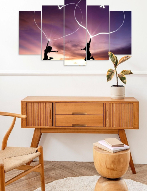 Büro Ev Ofis Dekoru için 60x100CM 5PARÇA Mdf Kalpler Tema Tablo