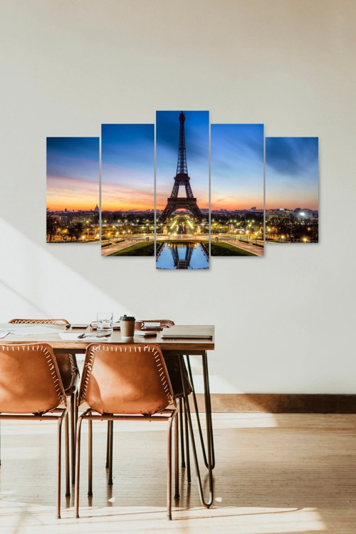 Büro Ev Ofis Dekoru için 60x100CM 5PARÇA Mdf Eyfel Tema Tablo