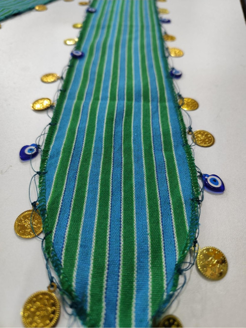 Karadeniz Keşan Liralı Nazarlı Şal & Bandana Yeşil Mavi