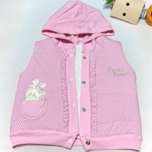 TAVŞANLI KAPÜŞONLU YELEK - Pembe - 18 Ay Pembe