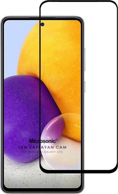 Samsung Galaxy A72 Tam Kaplayan Temperli Cam Ekran Koruyucu Siyah