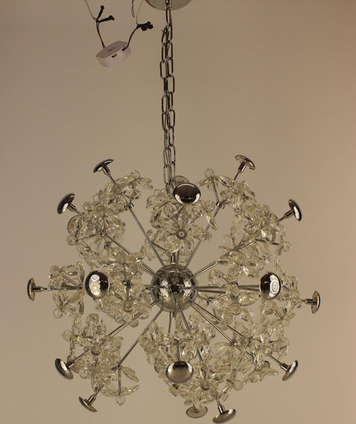 Premium Kristal Çiçek Aranjmanlı Modern Tasarım 3 Renkli Led Avize